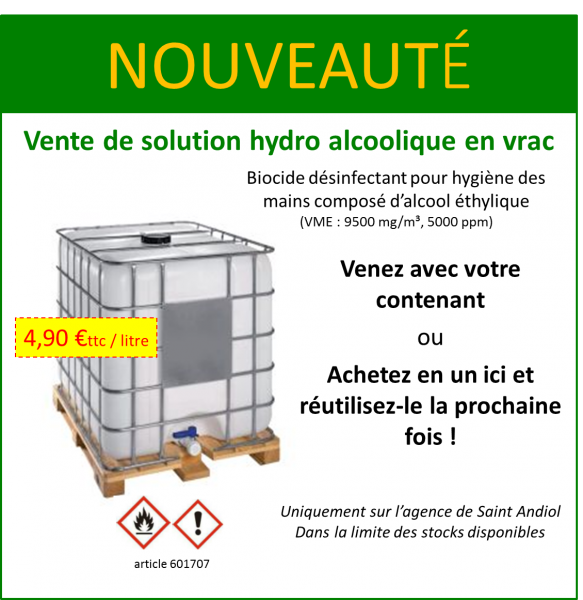Vente de solution hydroalcoolique en vrac à Saint Andiol (13)