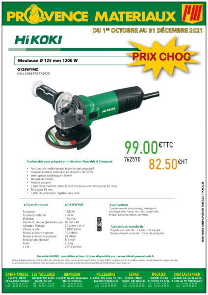 Prix chocs sur l'outillage électroportatif HIKOKI jusqu'au 31 décembre 2021