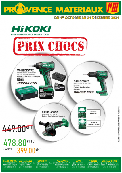 Prix chocs sur l'outillage électroportatif HIKOKI jusqu'au 31 décembre 2021