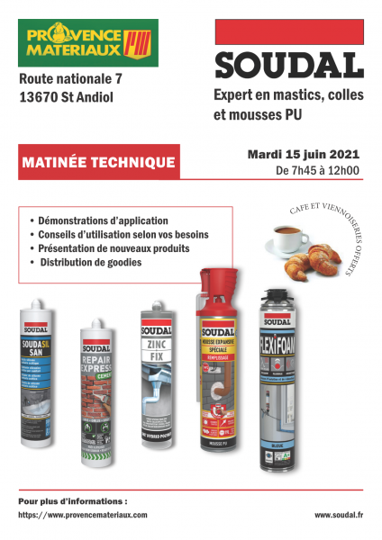 Matinée technique SOUDAL à St Andiol le mardi 15  juin 2021