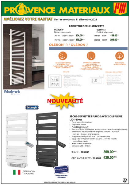 Promotion sur les radiateurs sèche-serviettes jusqu'au 31 décembre 2021